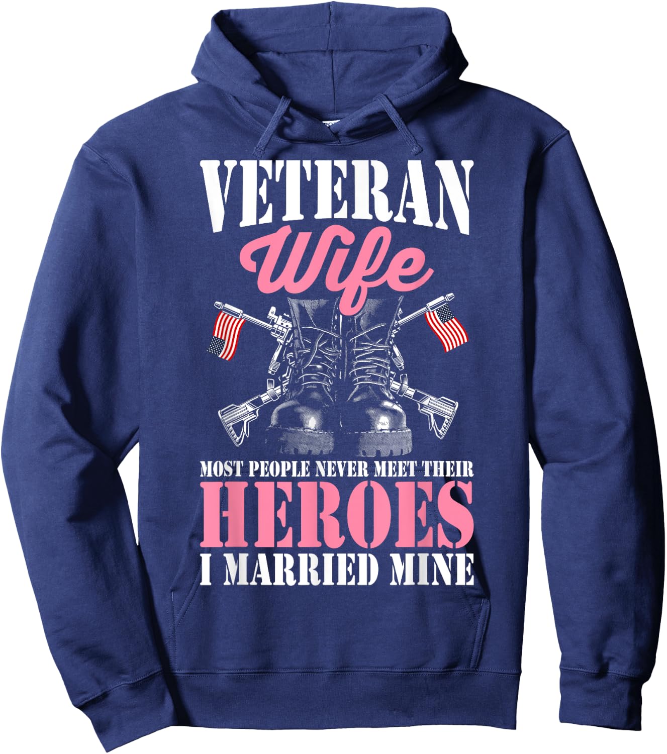 Veteran Wife Married Mine Proud Military Veteran Husband Hoodie - Hoodie | Navy