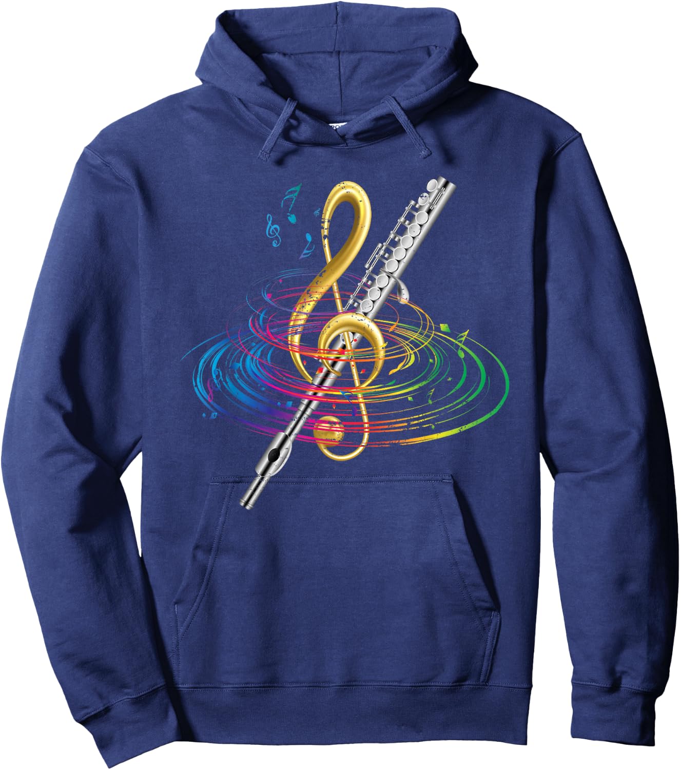 Classical Music Treble Clef Flutist Gift Flute Hoodie - Hoodie | Navy