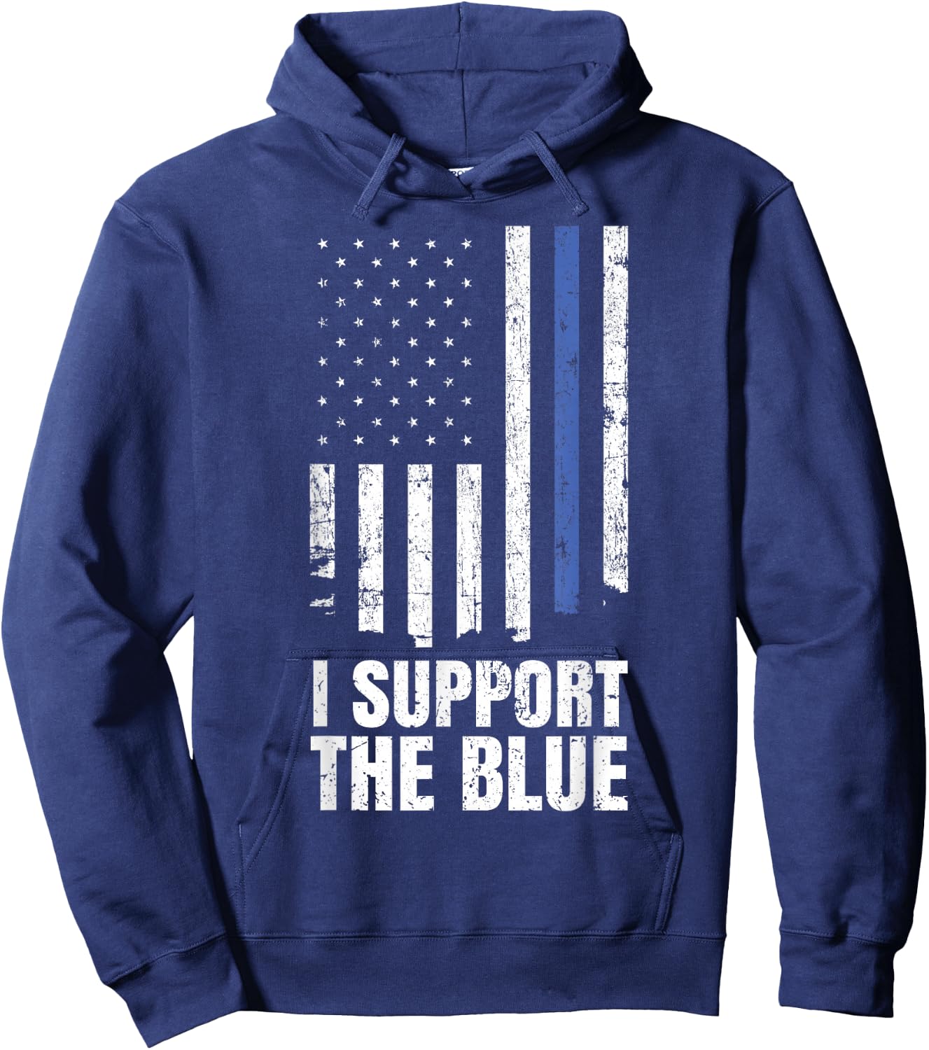 I Support the Blue Police Officer Thin Blue Line Flag Hoodie - Hoodie | Navy