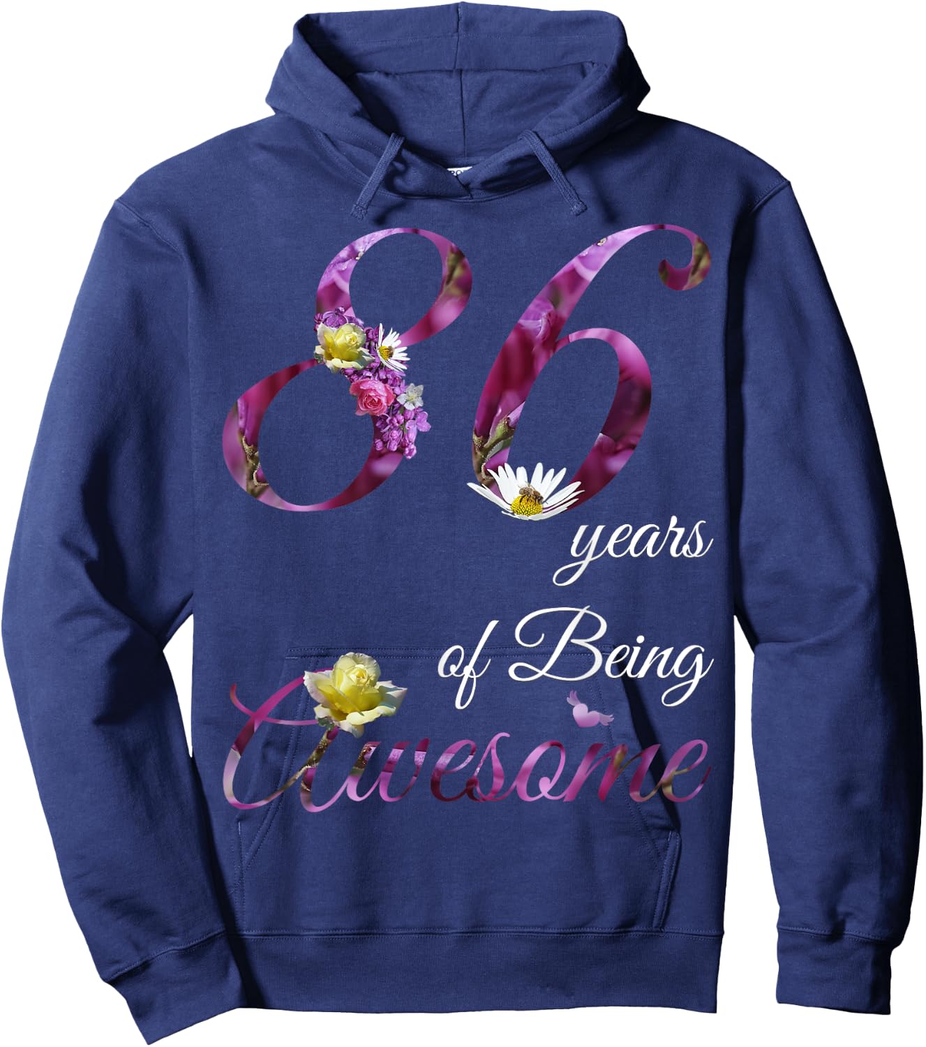 86 Year Old Shirt Awesome Floral 1939 86th Birthday Gift Hoodie - Hoodie | Navy