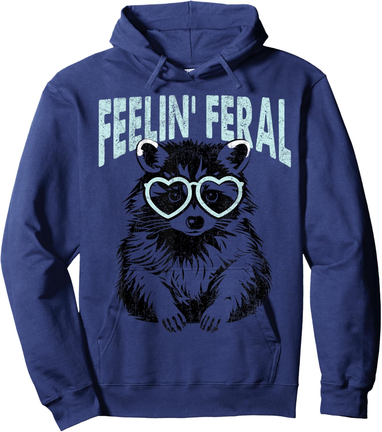 Cute But Feral Feeling Feral Raccon Hoodie - Hoodie | Navy