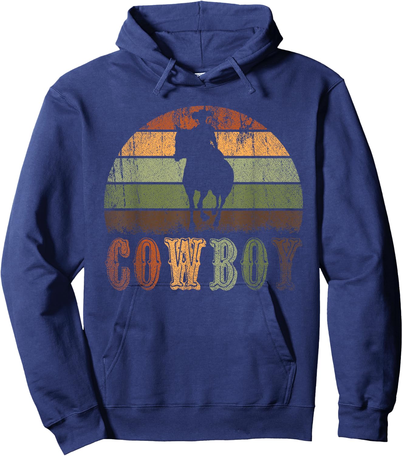 Retro Horseback Riding Rodeo Western Line Dance Horse Cowboy Hoodie - Hoodie | Navy