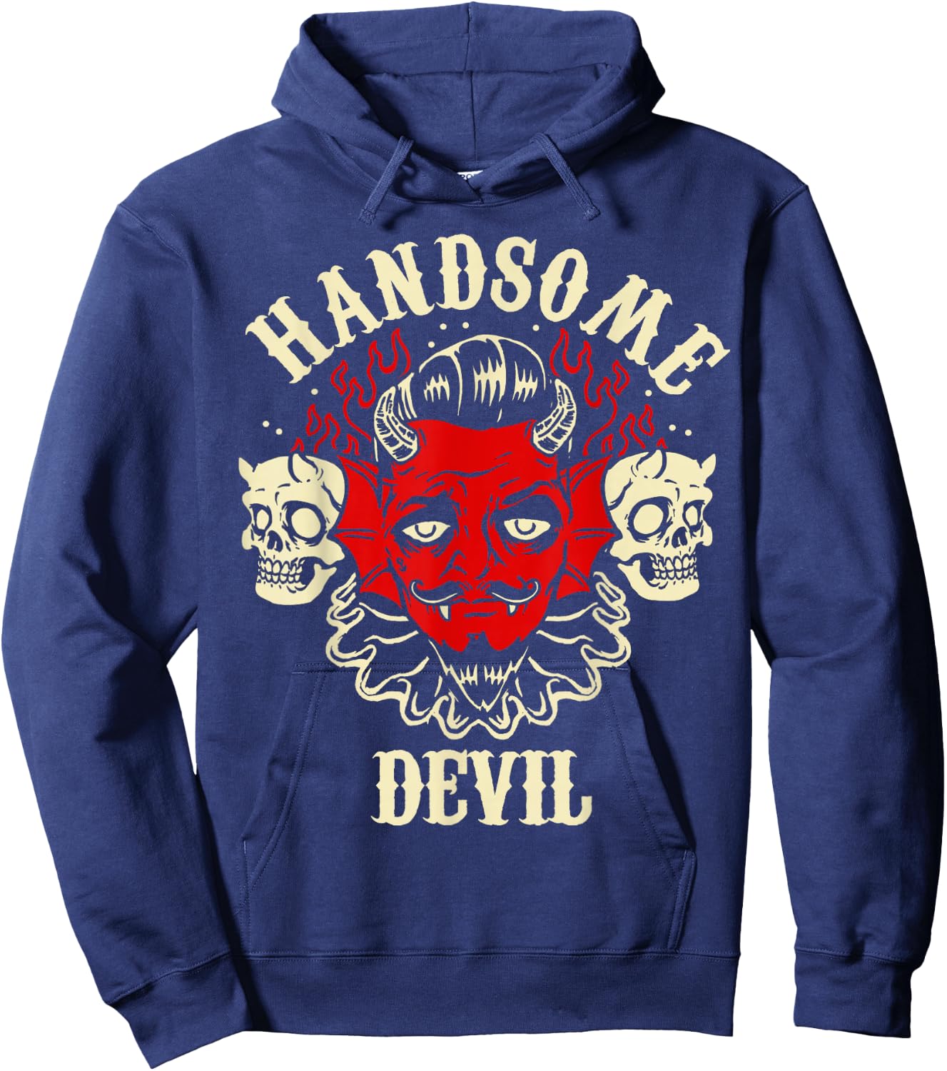 Horror Art - Handsome Devil Demon Psychobilly Lowbrow Art Hoodie - Hoodie | Navy