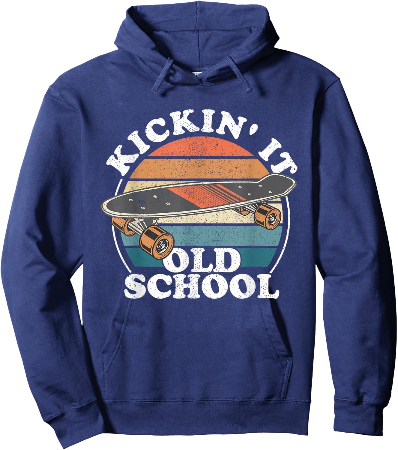 Kickin It Old School 80s Retro Skateboard Longboard 90s Gift Hoodie - Hoodie | Navy
