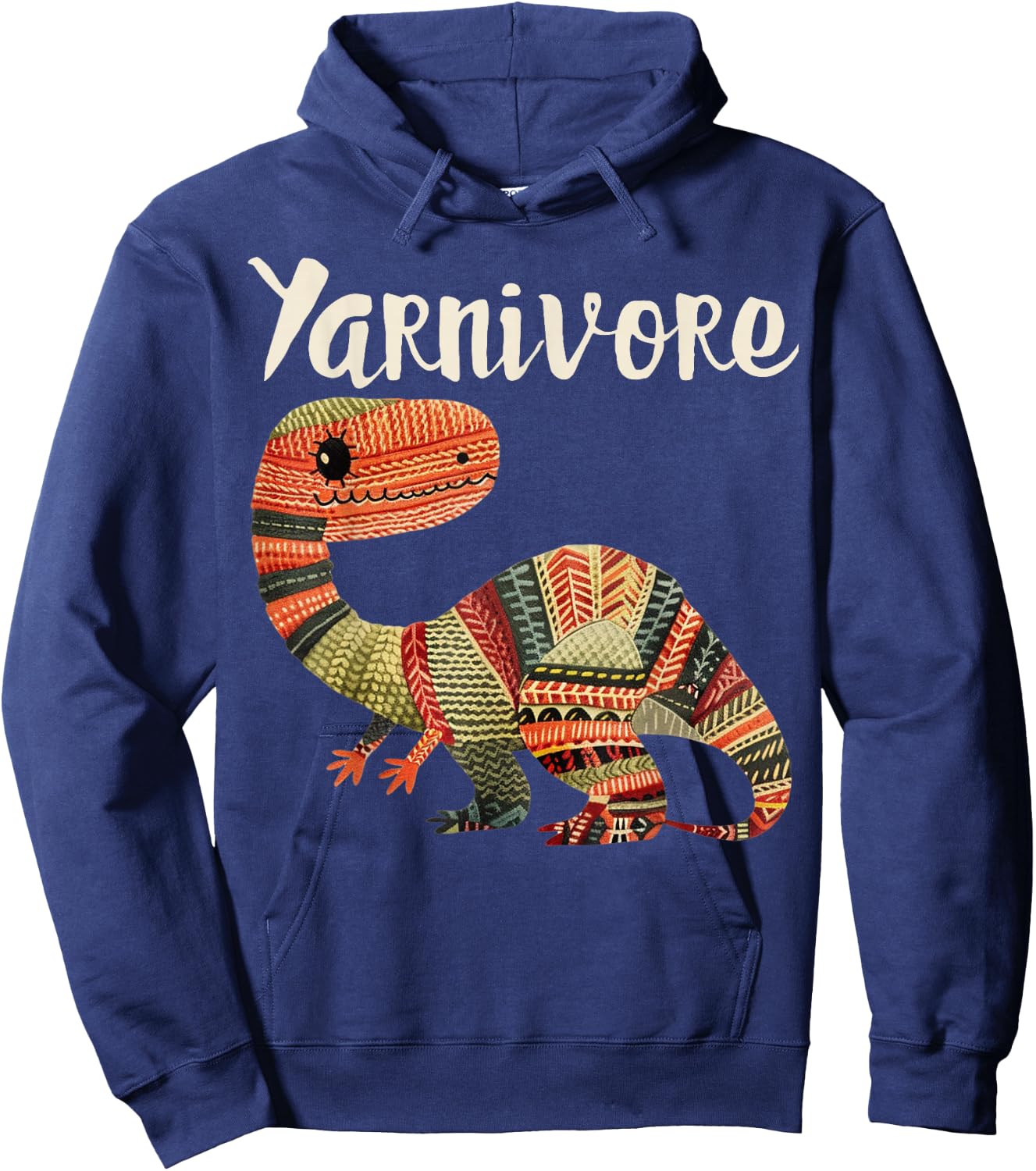 Yarnivore Funny Cute Crochet Knitting Yarn Dinosaur Hoodie - Hoodie | Navy
