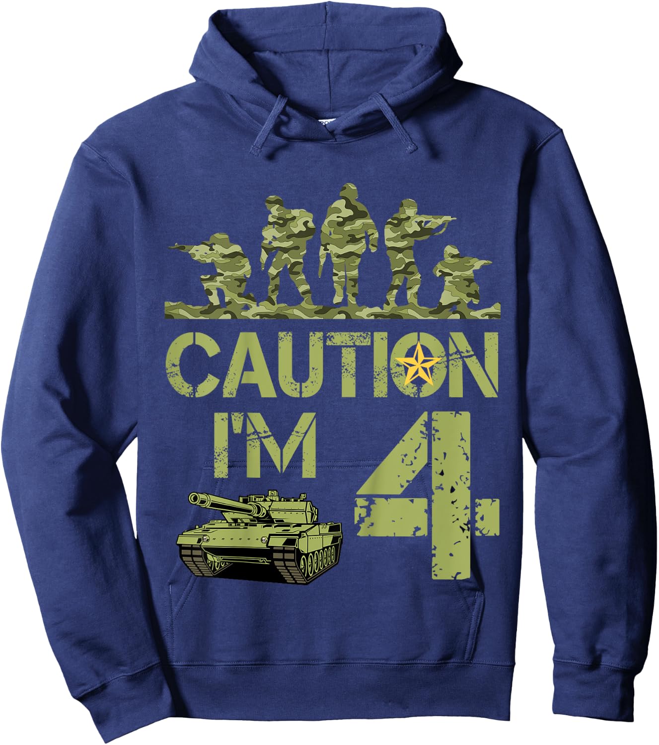 Kids 4th Birthday Military I'm 4 Year Old Soldier Camo 4 Birthday Hoodie - Hoodie | Navy