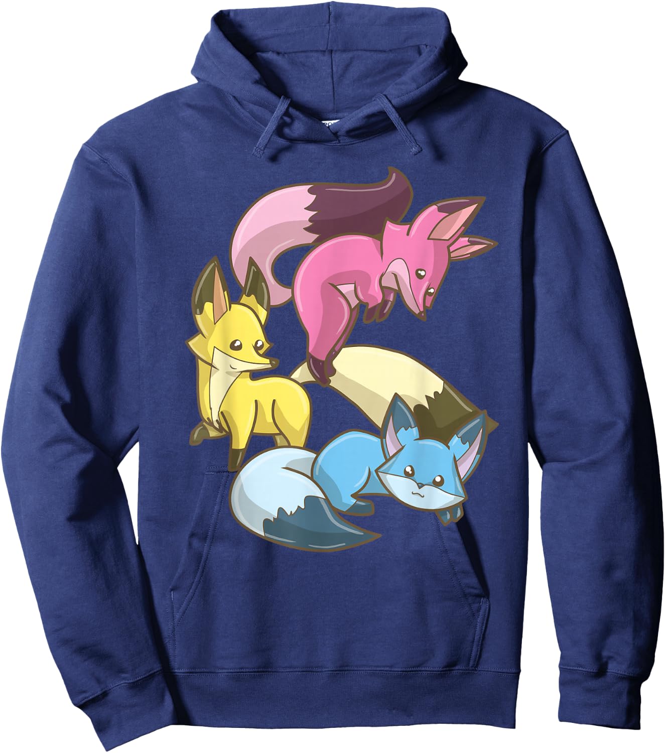 Pansexual Fox, Kawaii Pastel Goth Anime Art Subtle Pan Pride Hoodie - Hoodie | Navy