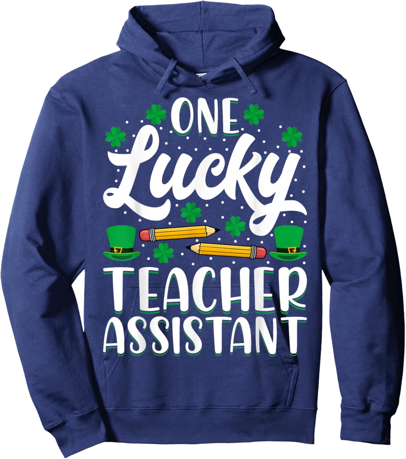 One Lucky Teacher Assistant - St Patricks Day Teaching Aide Hoodie - Hoodie | Navy