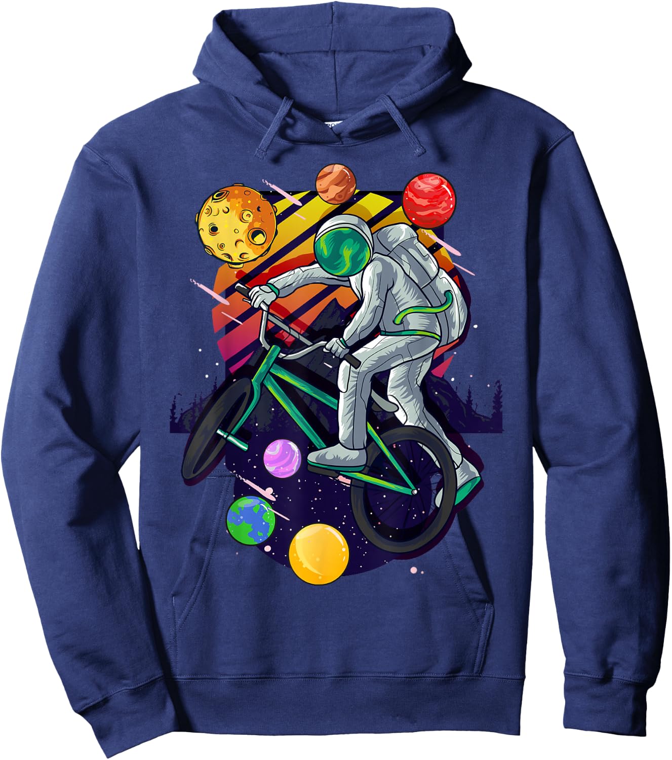 Solar System Astronaut Space on BMX Bike in Planets for Kids Hoodie - Hoodie | Navy