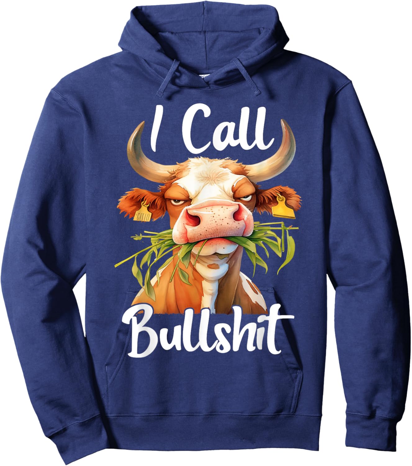 I Call Bullshit-Cow Animal Funny Sarcastic Quotes Hoodie - Hoodie | Navy