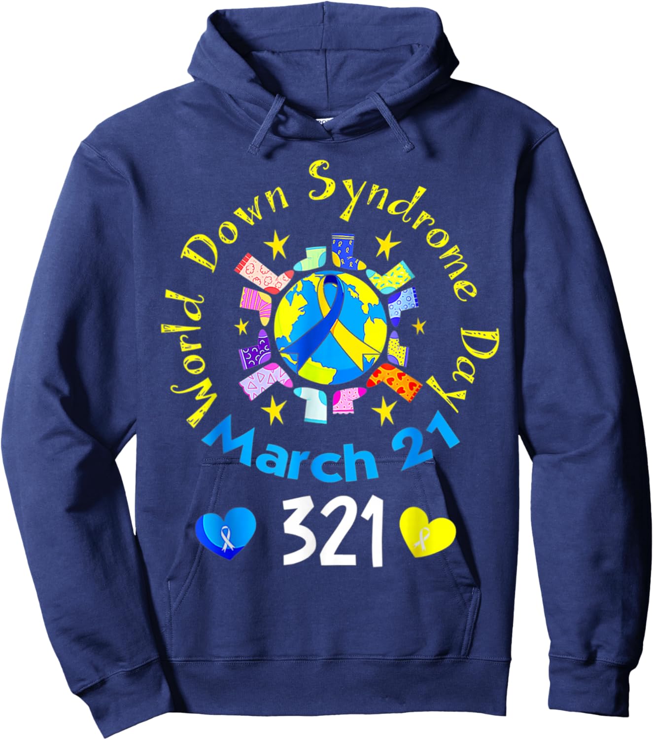 321 World Down Syndrome Awareness Day Rock Your Socks Hoodie - Hoodie | Navy