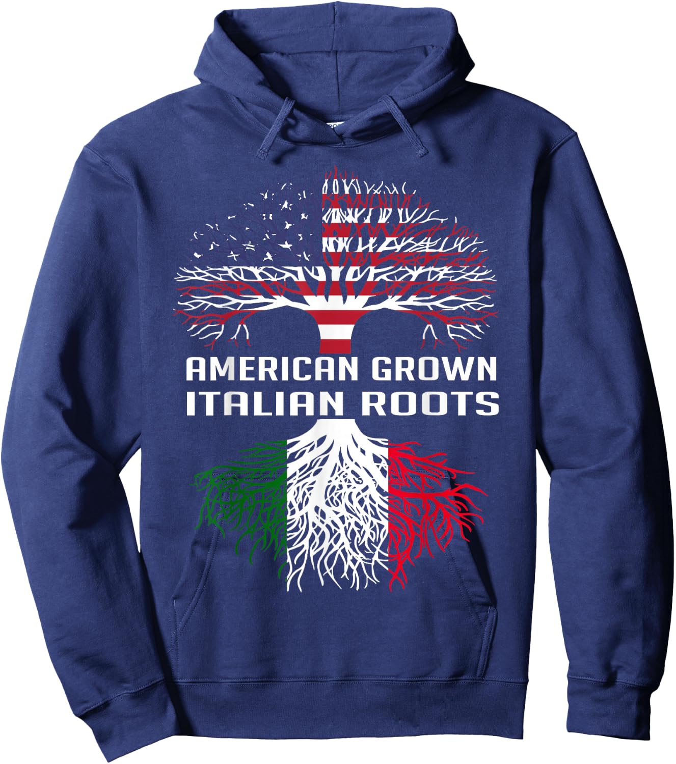 American Grown Italian Roots Italy Flag Proud Italian Roots Hoodie - Hoodie | Navy