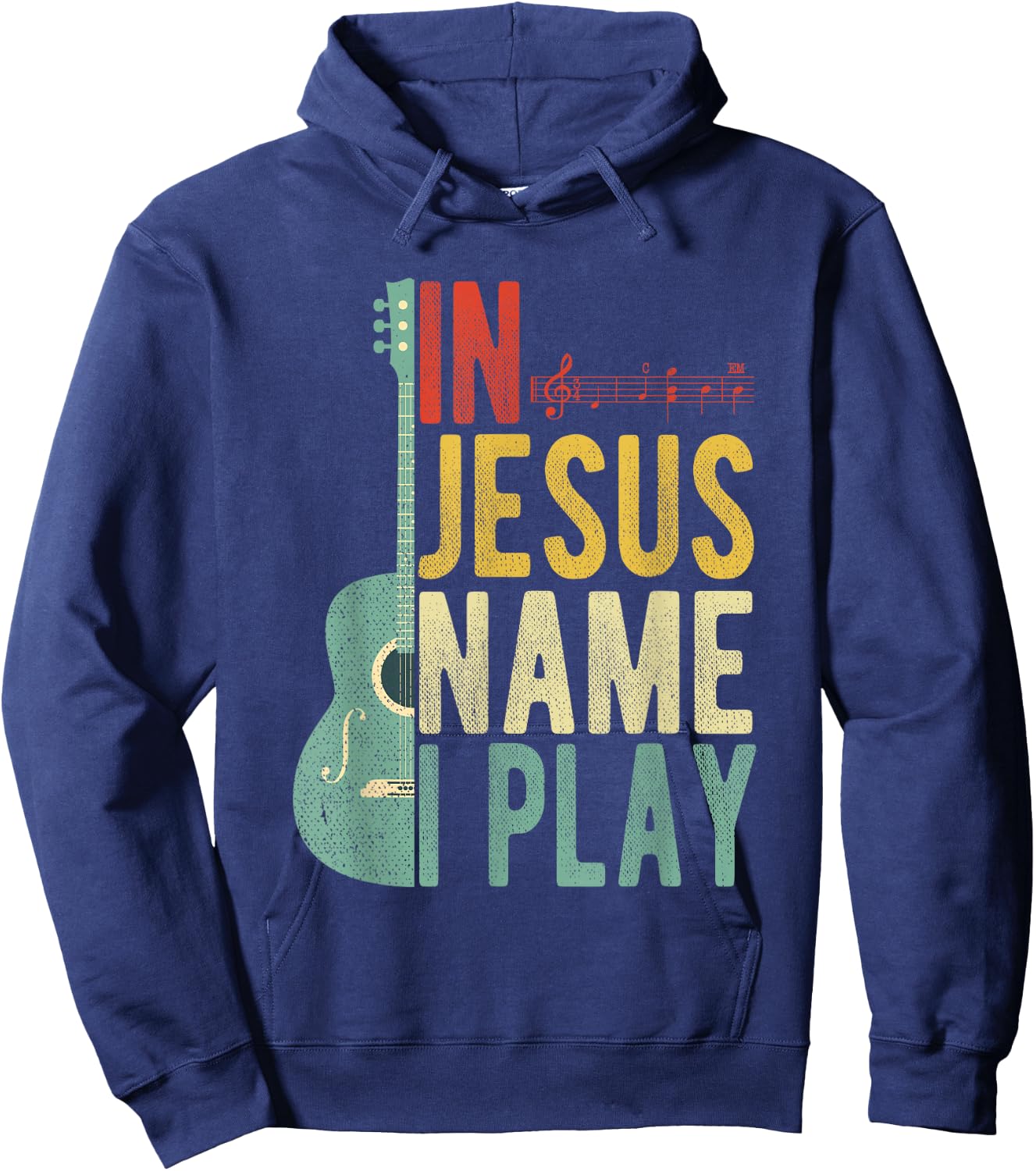 In Jesus Name I Play Guitar Hoodie - Hoodie | Navy