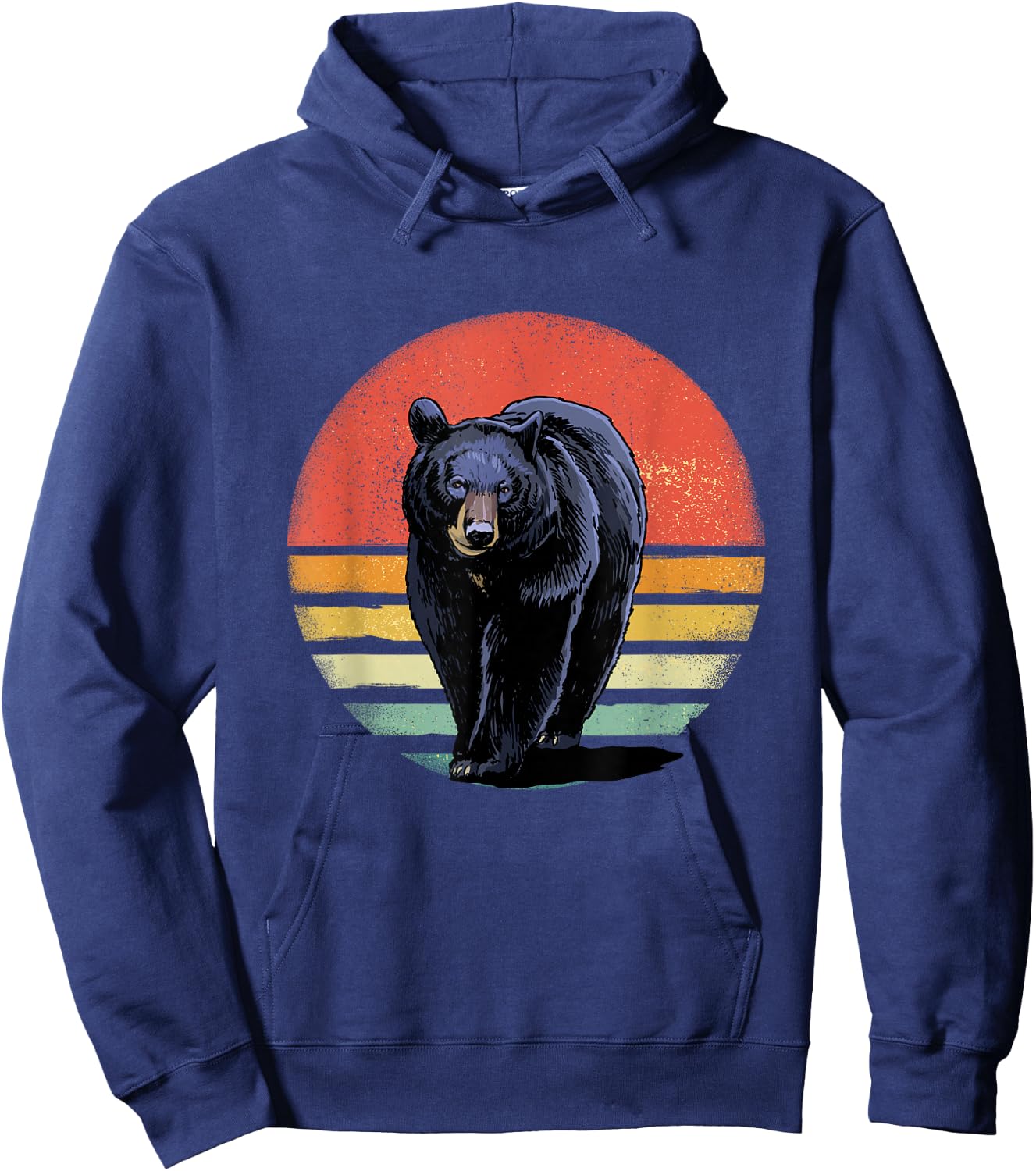Retro Vintage Black Bear Hoodie - Hoodie | Navy