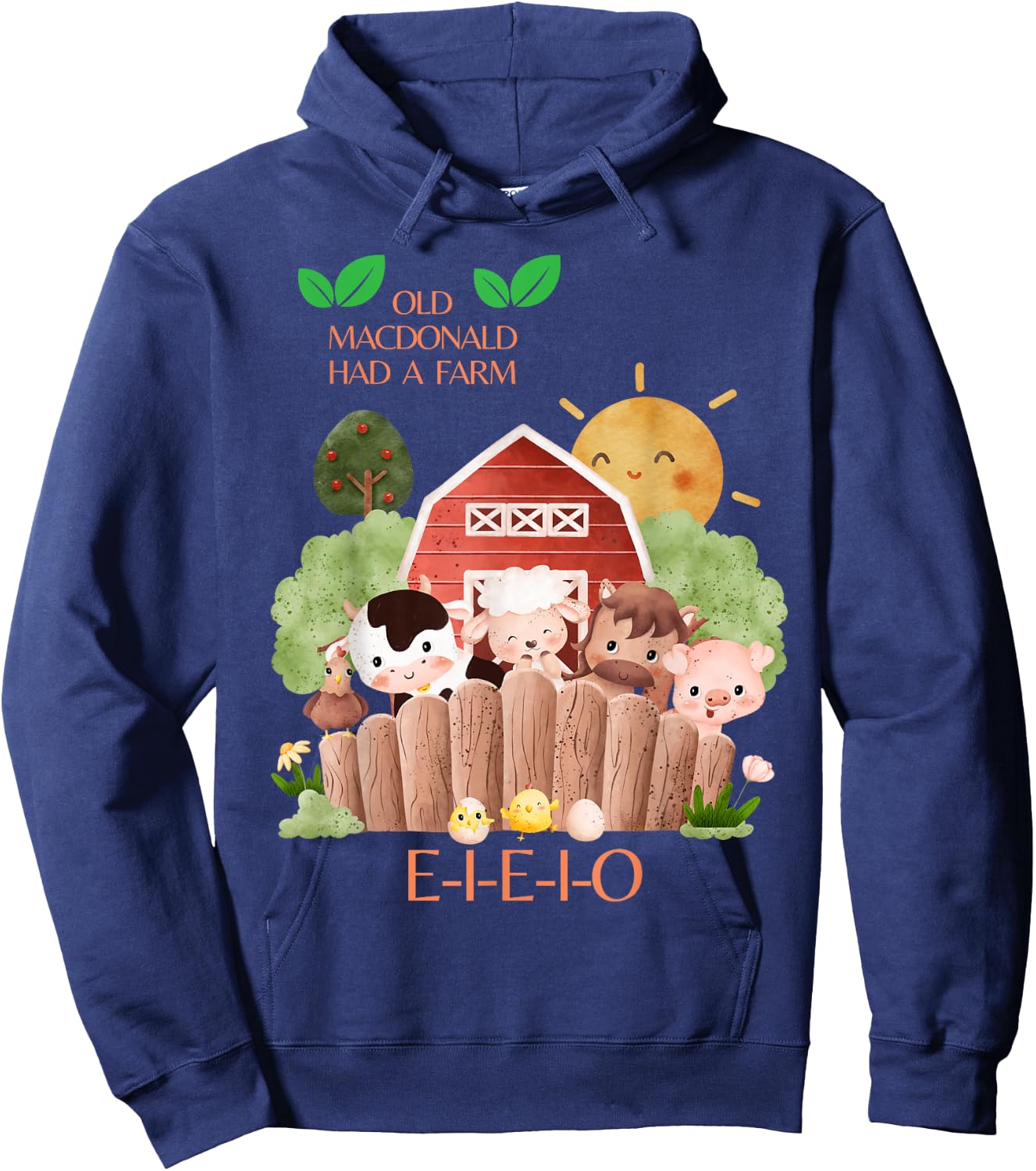 Old MacDonald Had a Farm E-I-E-I-O Boy Toddler Kids Birthday Hoodie - Hoodie | Navy