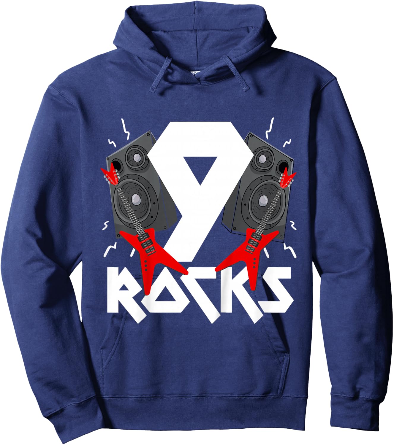 9 Rocks Birthday Party 9 Year Old Rock N Roll Star 9th Gift Hoodie - Hoodie | Navy