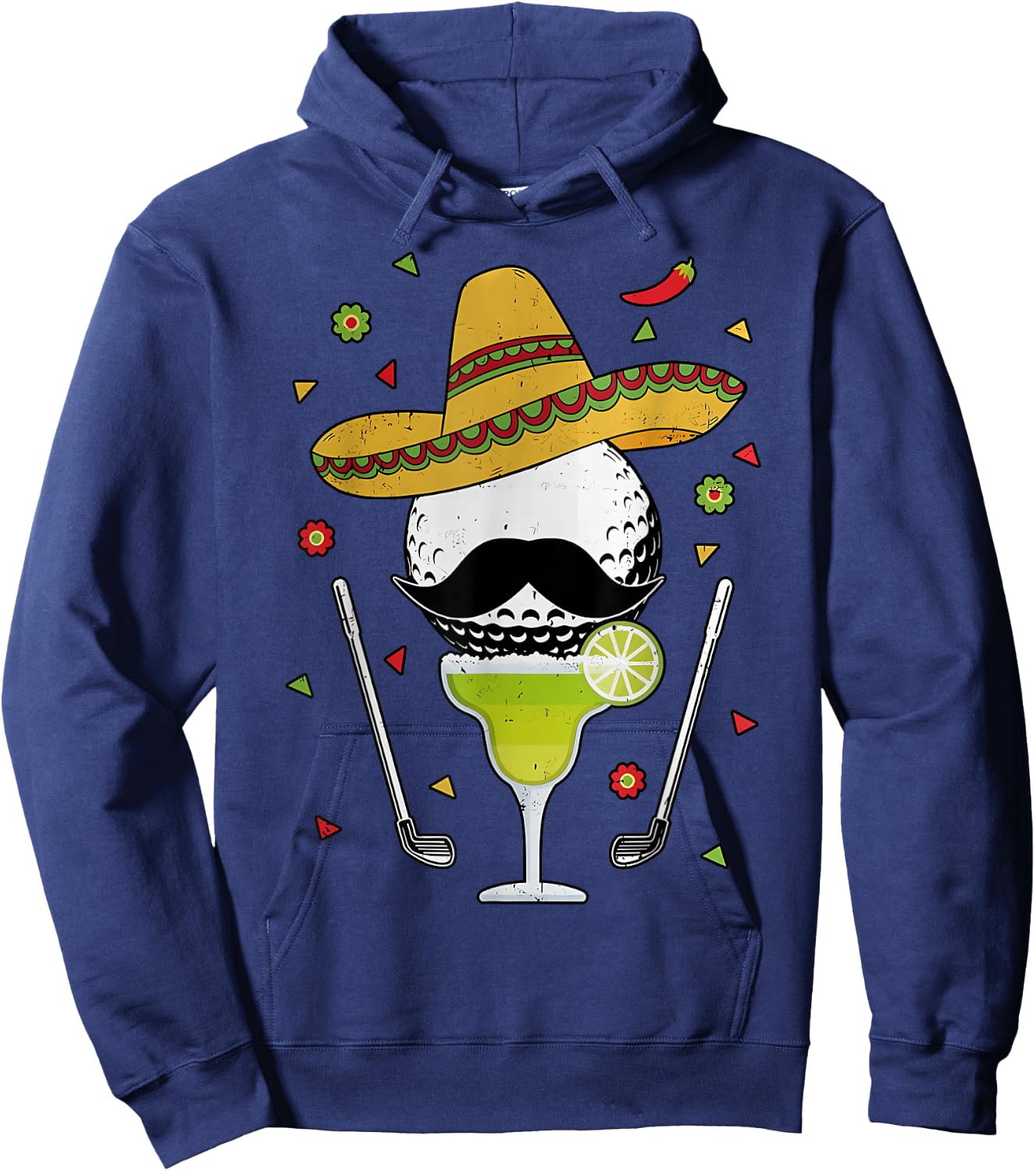 Cinco de Mayo Golf Bal With Sombrero and Margarita Golfer Hoodie - Hoodie | Navy
