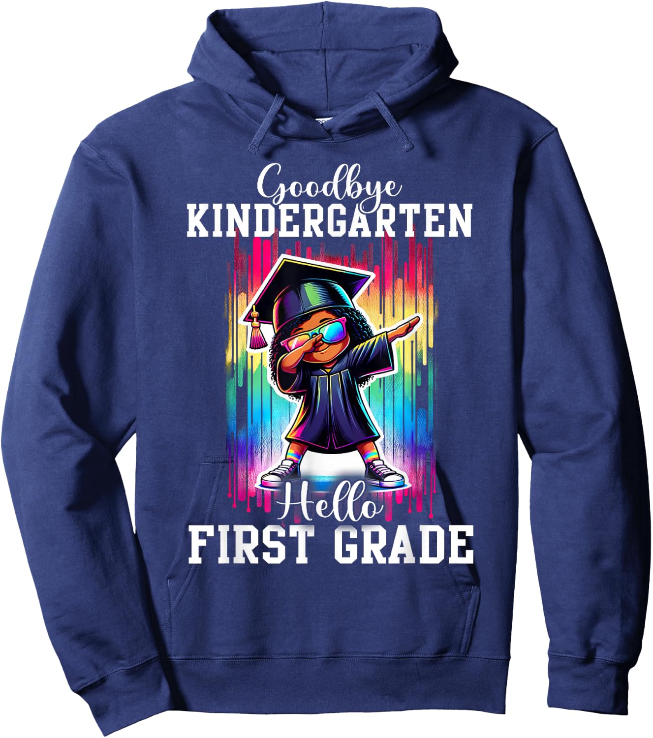 Goodbye Kindergarten Hello 1st Grade Graduate Black Girl Hoodie - Hoodie | Navy