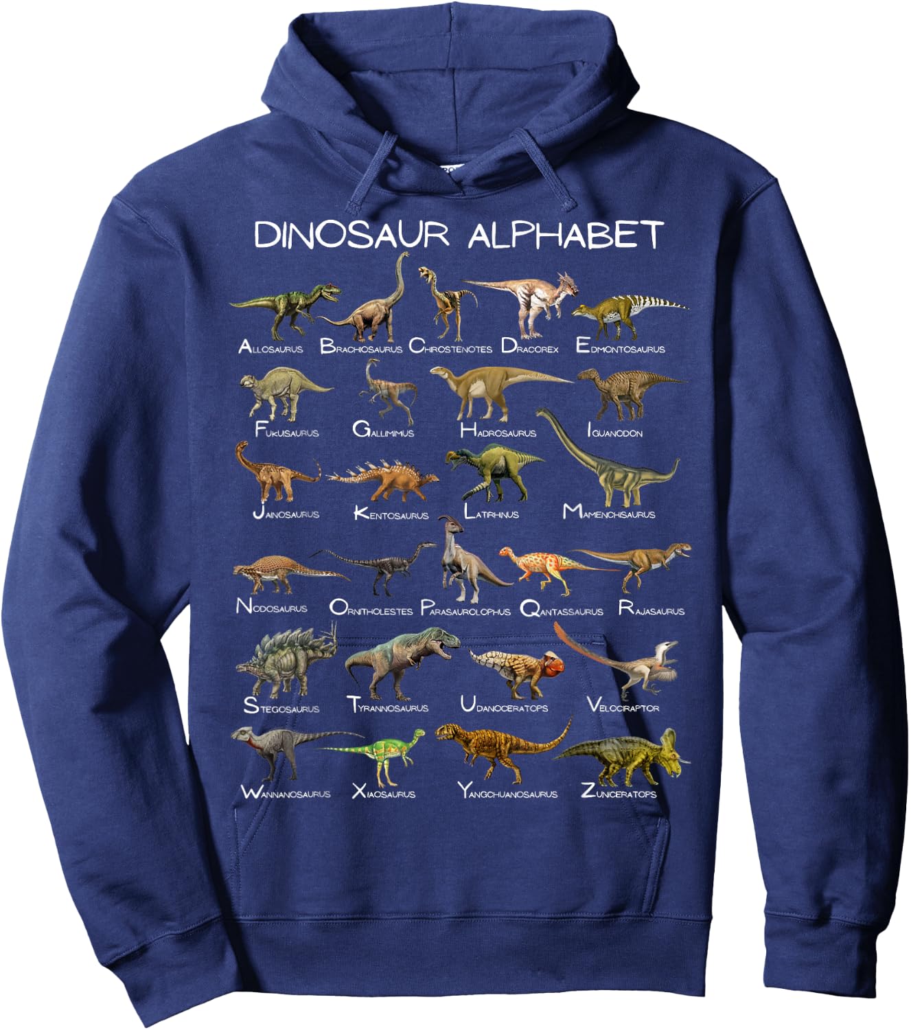 Dinosaur Alphabet ABC Dino Paleontology Educational Hoodie - Hoodie | Navy