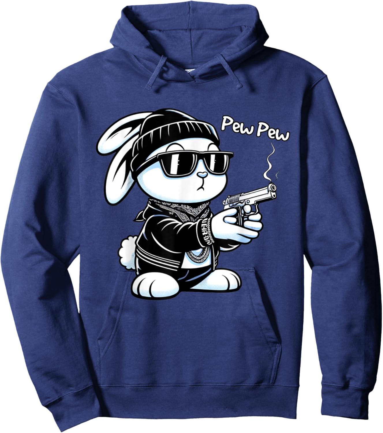 Thug Bunny Rabbit Gangster Rabbit With Gun Funny Rabbit Hoodie - Hoodie | Navy
