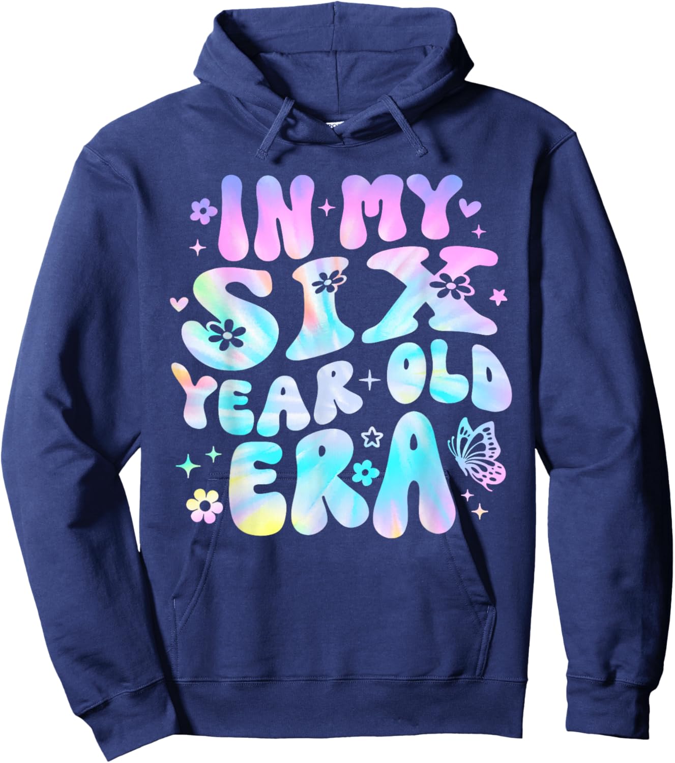 Groovy In My Six Year Old Era Girl 6th Birthday 6 Yrs Old Hoodie - Hoodie | Navy