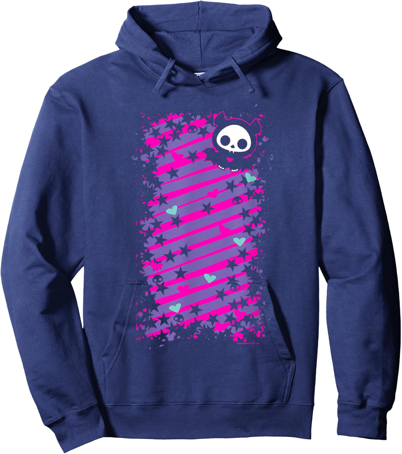 Skelanimals Diego Bat Vintage Pink Colour Pop Stripe Vignette Hoodie - Hoodie | Navy