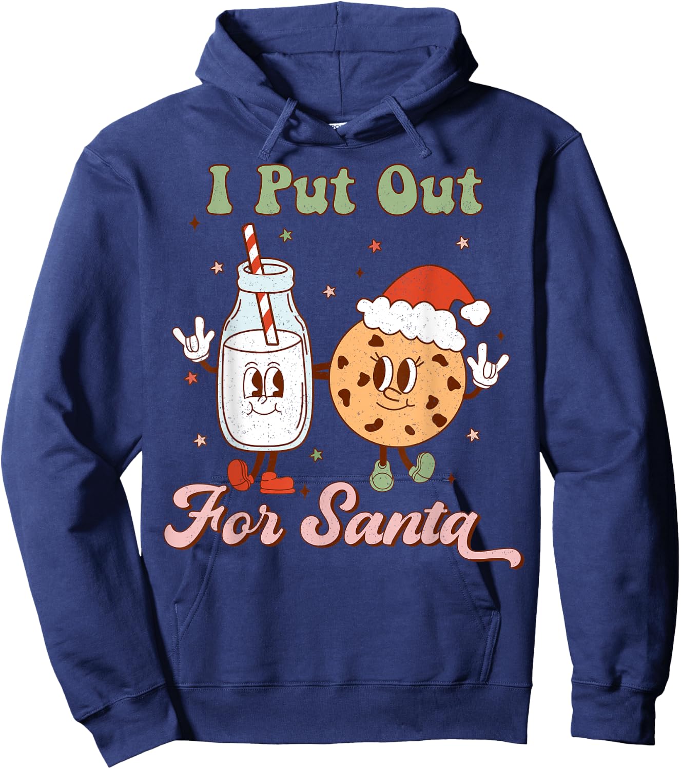 I Put Out For Santa Funny Milk And Cookie Christmas Retro Hoodie - Hoodie | Navy