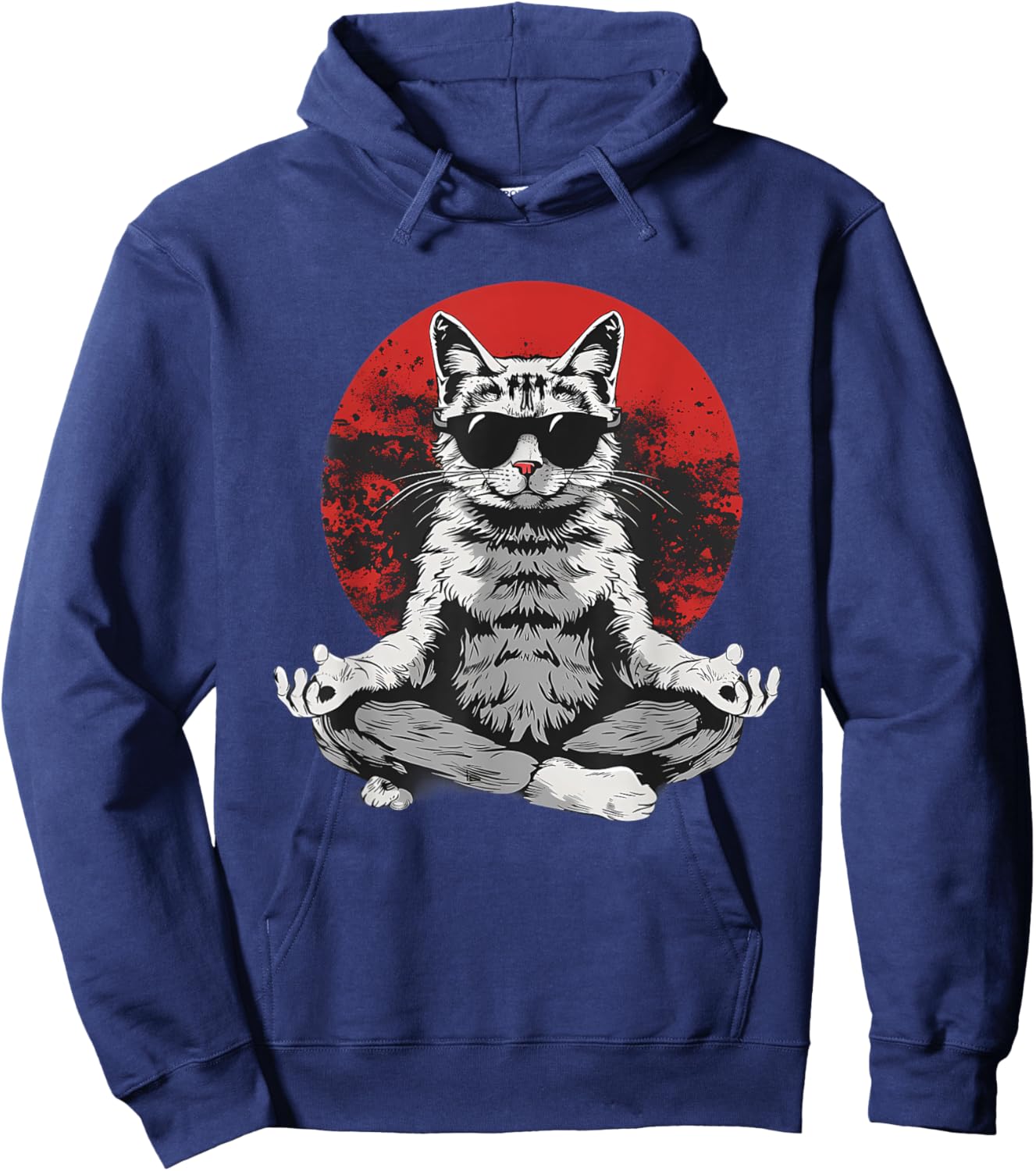 Meditation Cat Zen Buddha Yoga Spiritual Hindu Buddhist Women Kids Hoodie - Hoodie | Navy