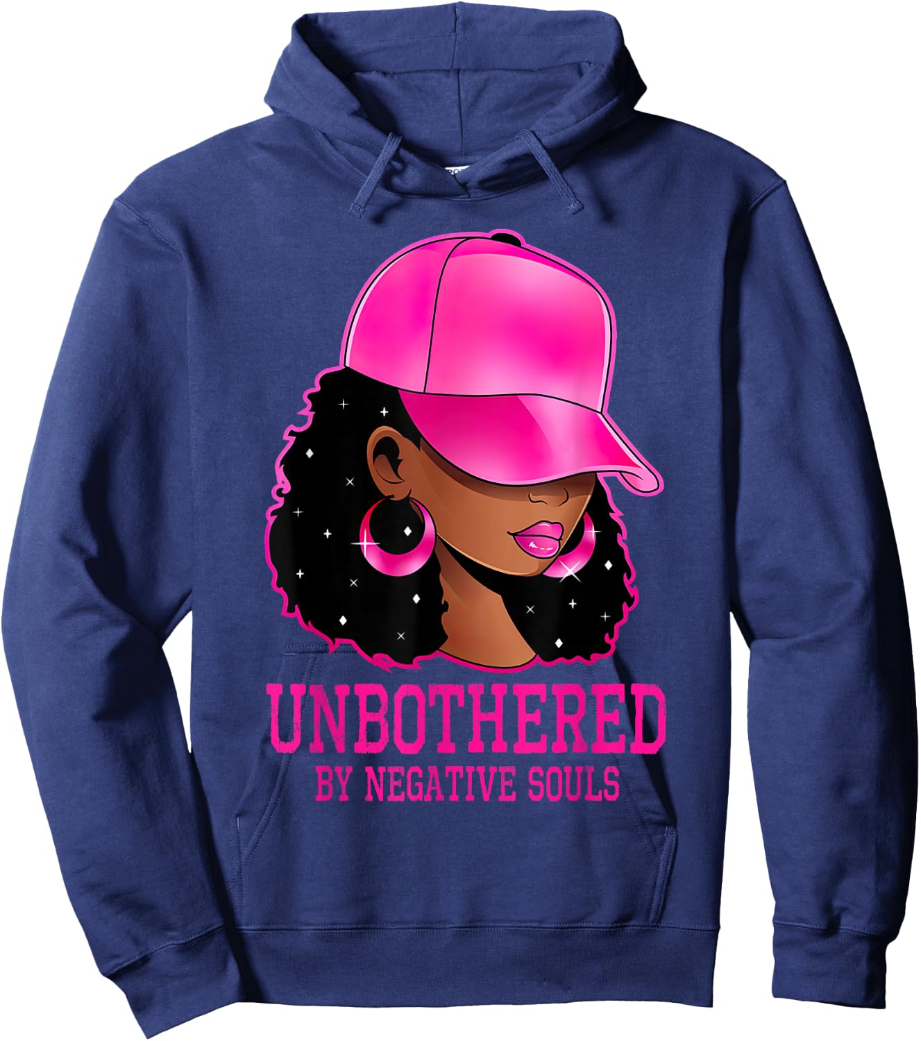 African American Afro Queen Sassy Black Woman Unbothered Hoodie - Hoodie | Navy
