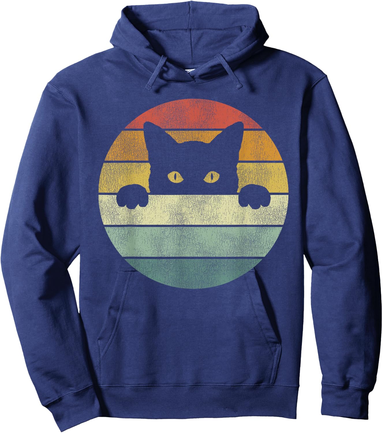 Retro Cat Shirt Vintage Funny Cat Hoodie - Hoodie | Navy