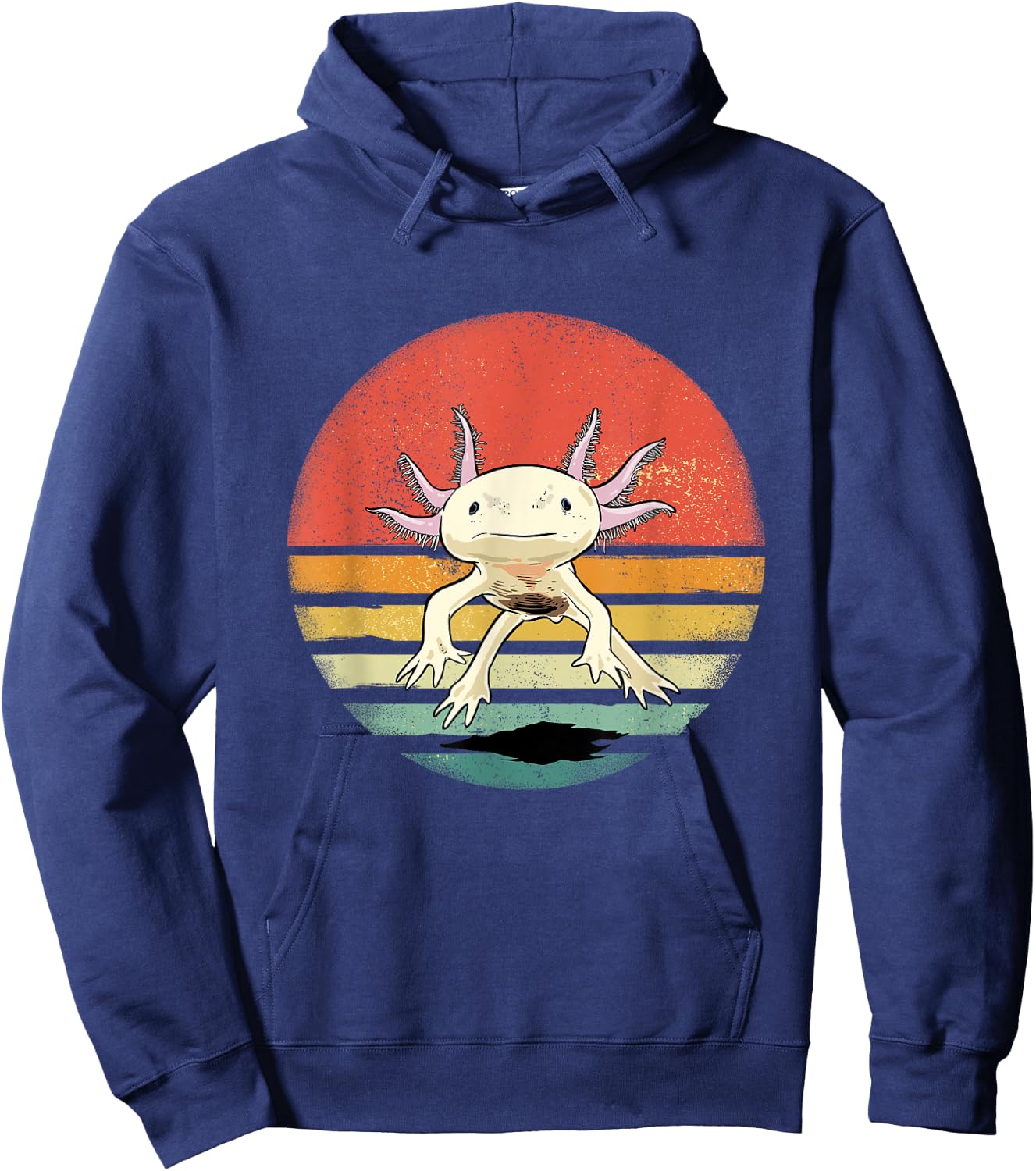 Wowsome! Adult Axolotl Retro Vintage - Black - Small Hoodie - Hoodie | Navy