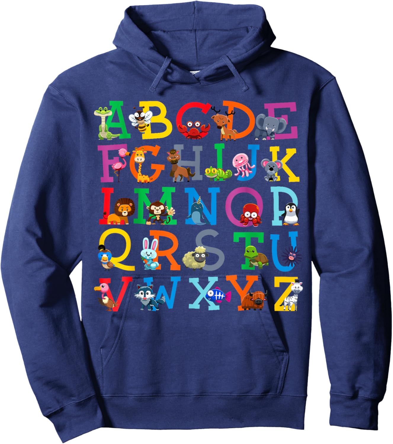 Zoo Animal Alphabet ABCs Animals Learning A-Z ABC Letters Hoodie - Hoodie | Navy