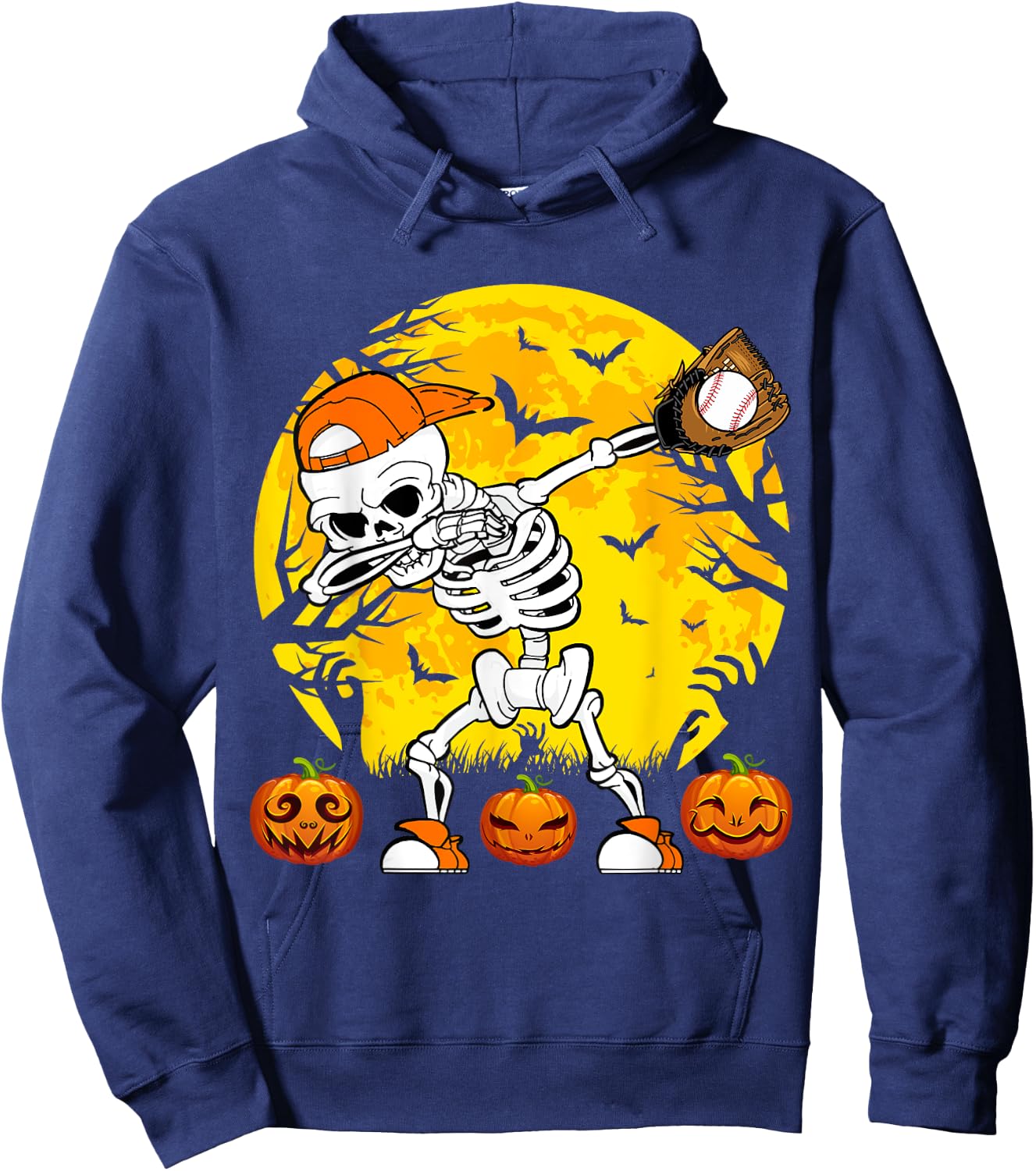 Baseball Halloween Dabbing Skeleton Funny Halloween Baseball Hoodie - Hoodie | Navy