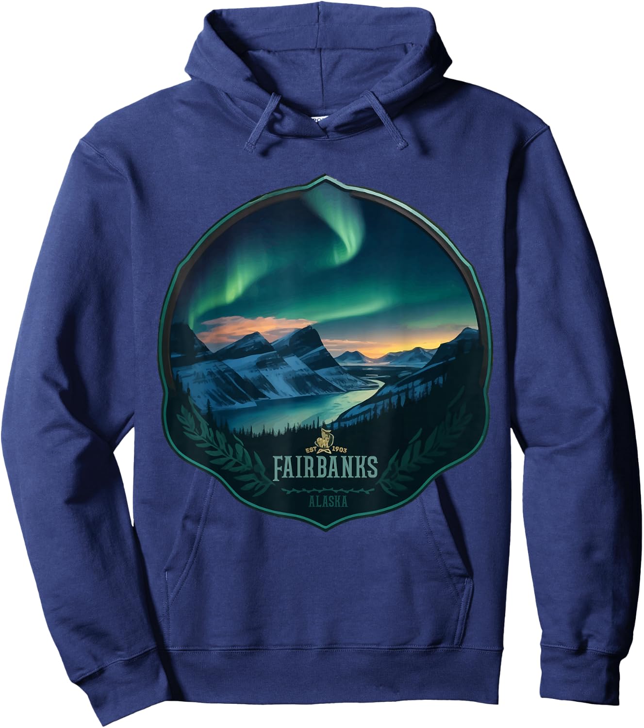 Fairbanks Retro US Northern lights Alaska Vintage parks Hoodie - Hoodie | Navy