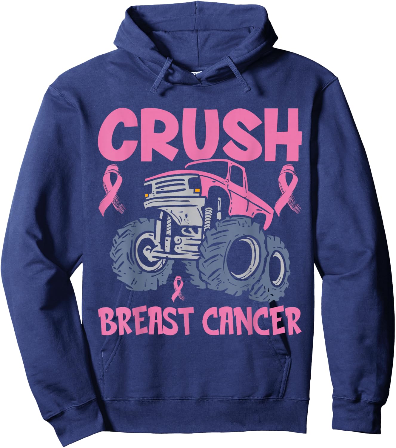 Crush Breast Cancer Awareness Truck pink Women Men Boys Hoodie - Hoodie | Navy