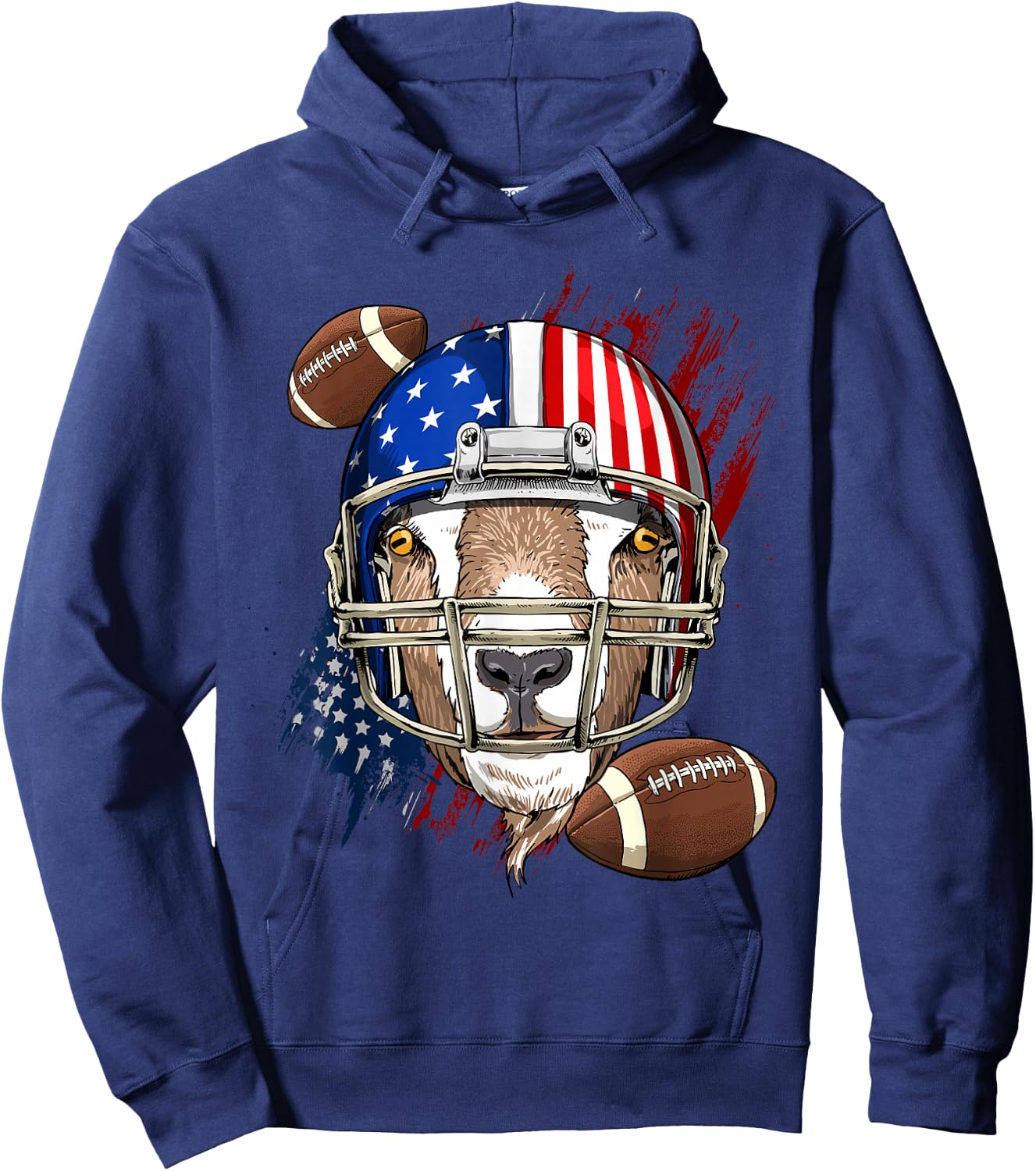 Goat American Football Goat Lovers USA Flag Hoodie - Hoodie | Navy