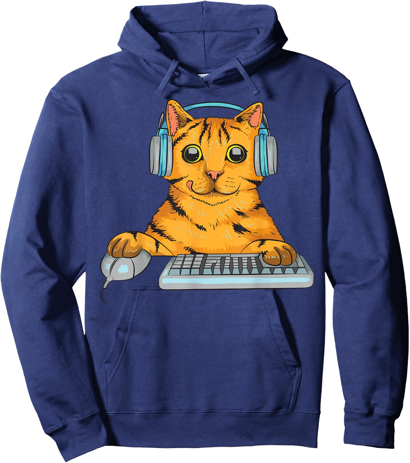 Cute Cat Gamer Gift | Funny Kitten Computer Game Playing Hoodie - Hoodie | Navy
