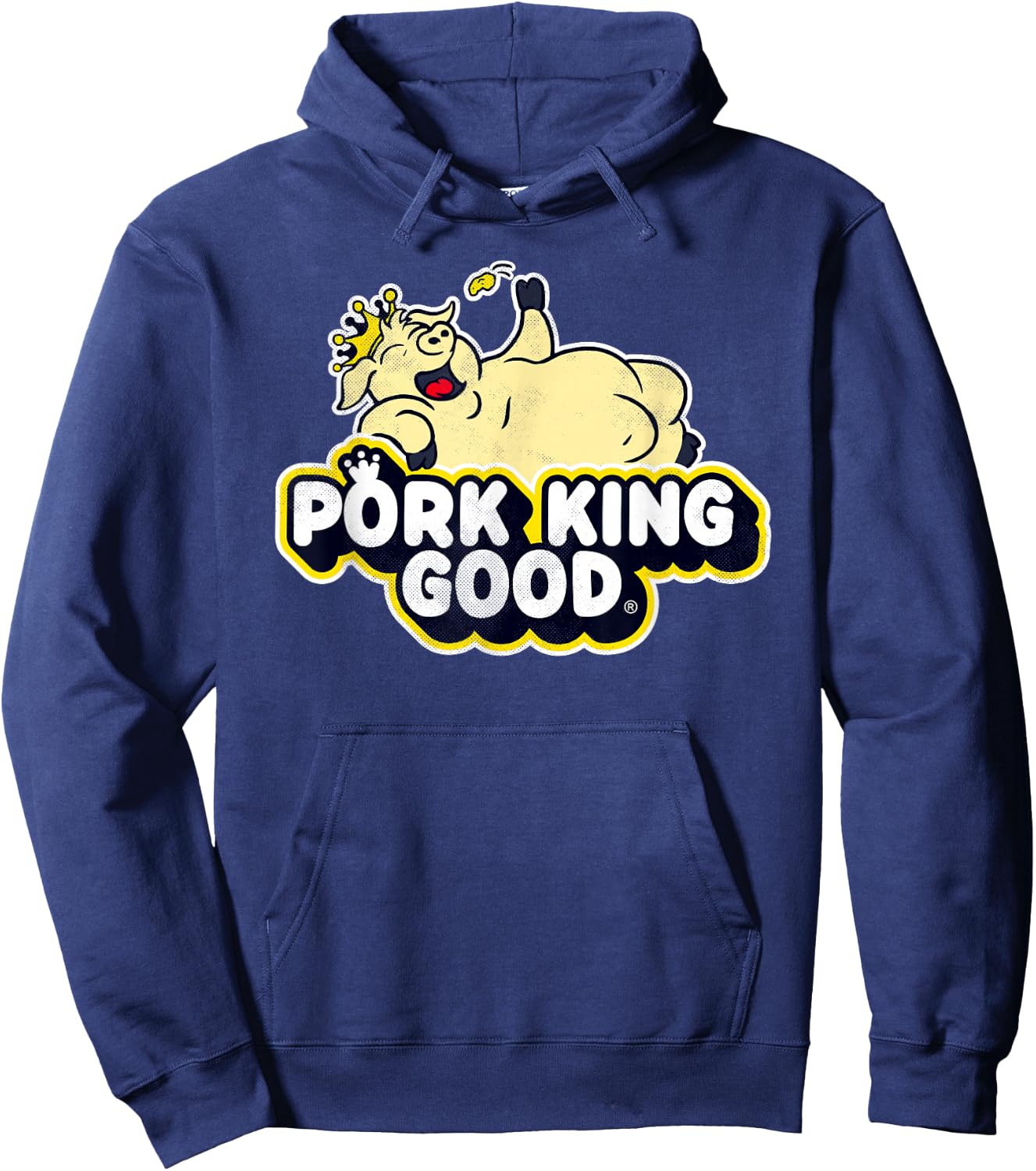 Pork King Good 70's Throwback Pig Logo Hoodie - Hoodie | Navy
