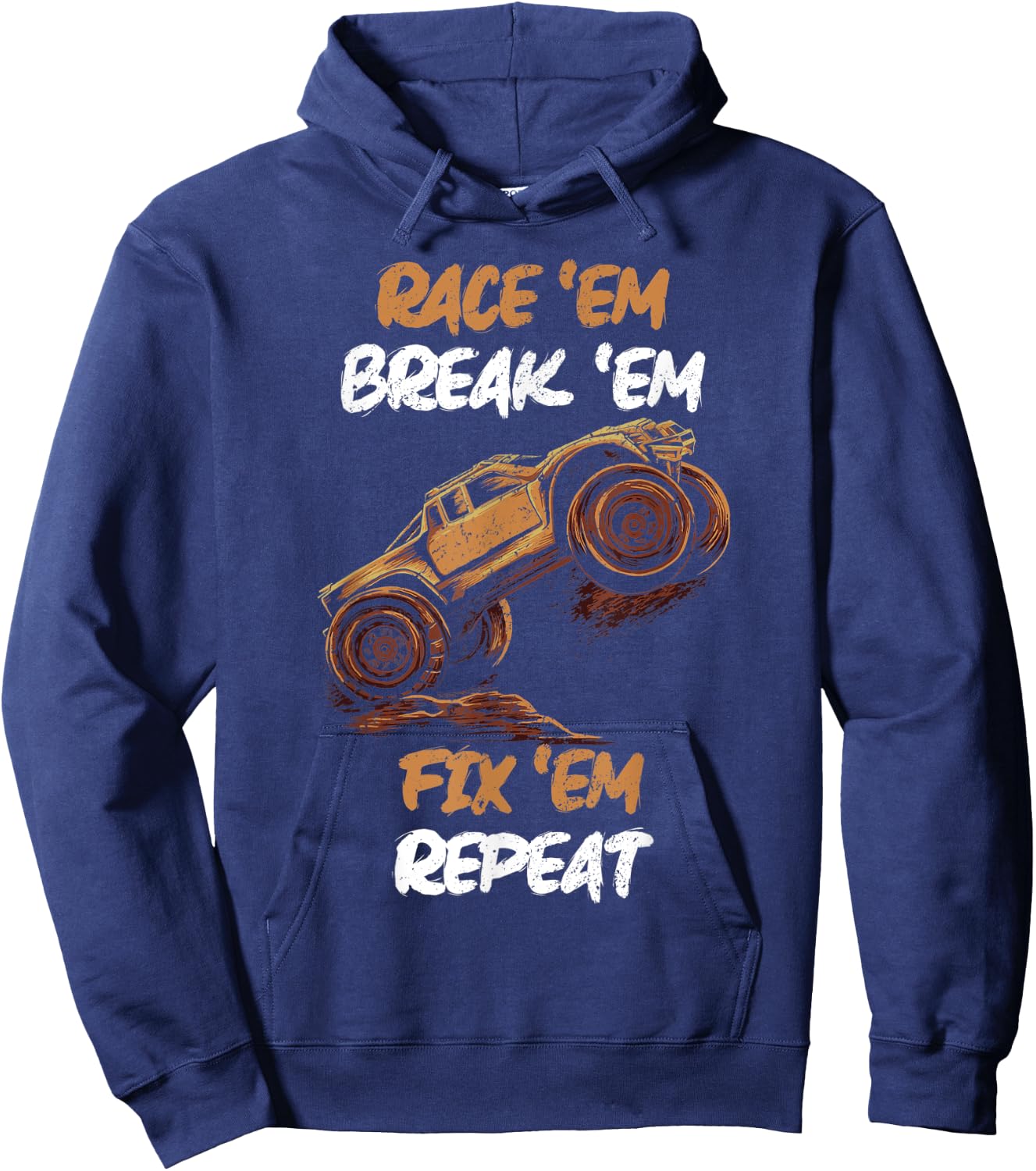 Race 'Em Break 'Em Fix 'Em Repeat RC Car Hoodie - Hoodie | Navy
