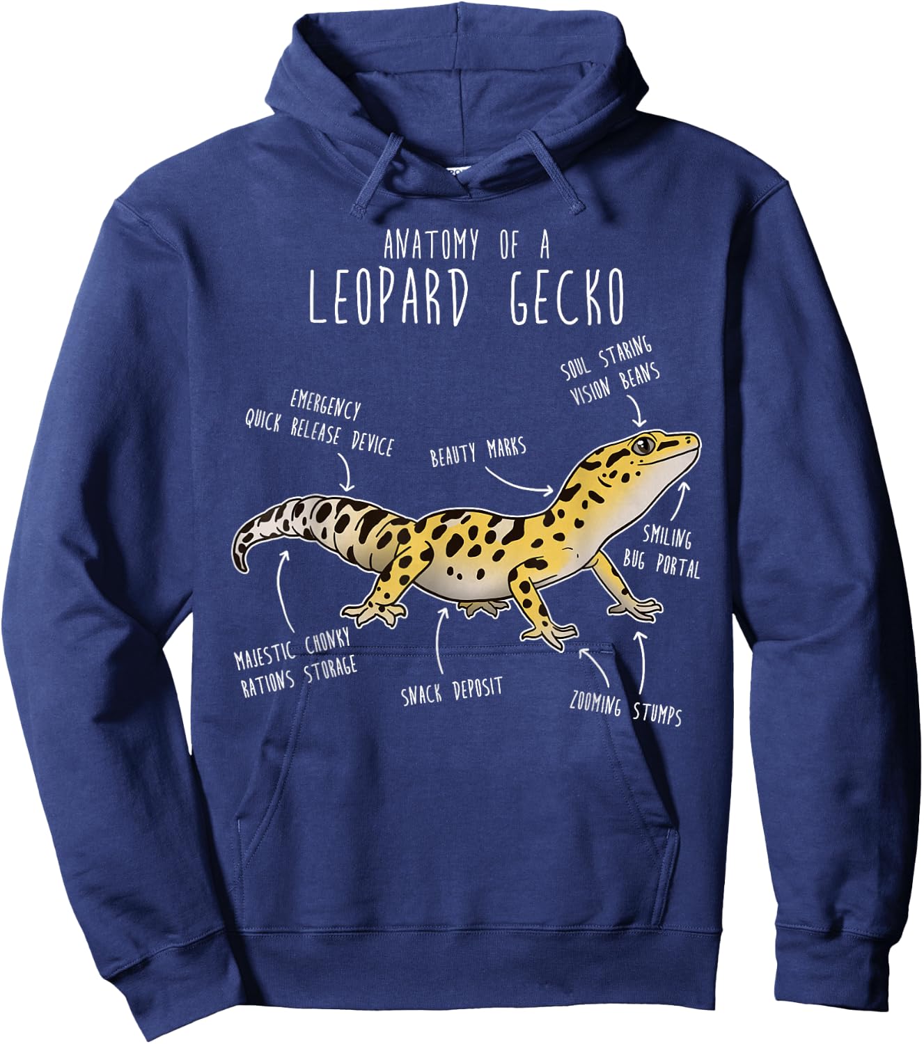 Anatomy of a Leopard Gecko, Funny Pet Reptile Lizard Lover Hoodie - Hoodie | Navy