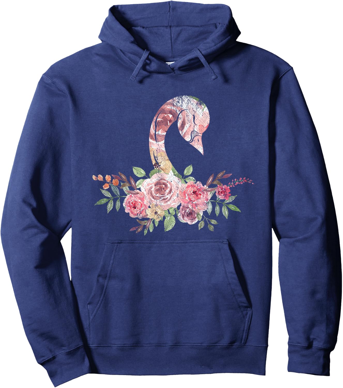 Flower Crown Women Girls Gift Pretty Animal Vintage Swan Hoodie - Hoodie | Navy