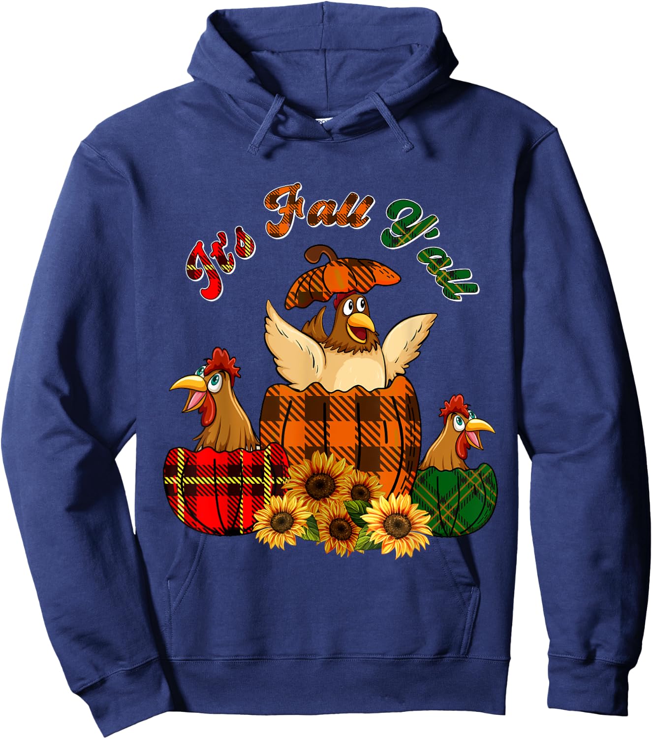 It's Autumn Y'all Thanksgiving Chickens Inside Fall Pumpkins Hoodie - Hoodie | Navy