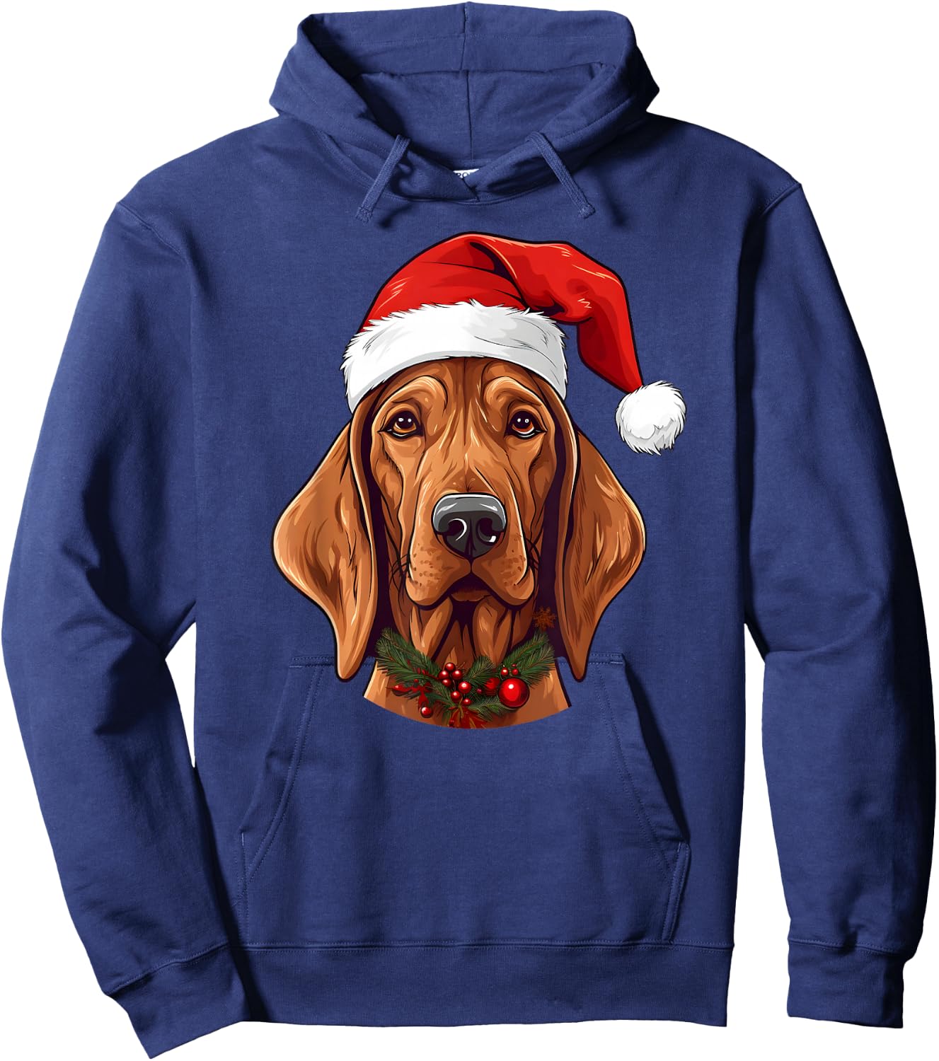 Redbone Coonhound Santa Hat Christmas Sweater Pet Dogs Hoodie - Hoodie | Navy