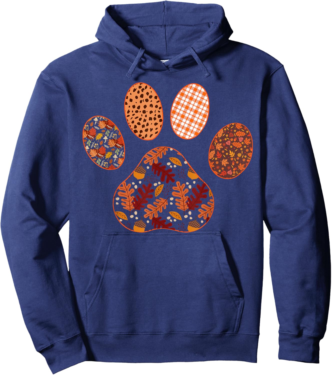 Paw Print Thanksgiving Dog Candy Fall Ghost Women Girls Kids Hoodie - Hoodie | Navy
