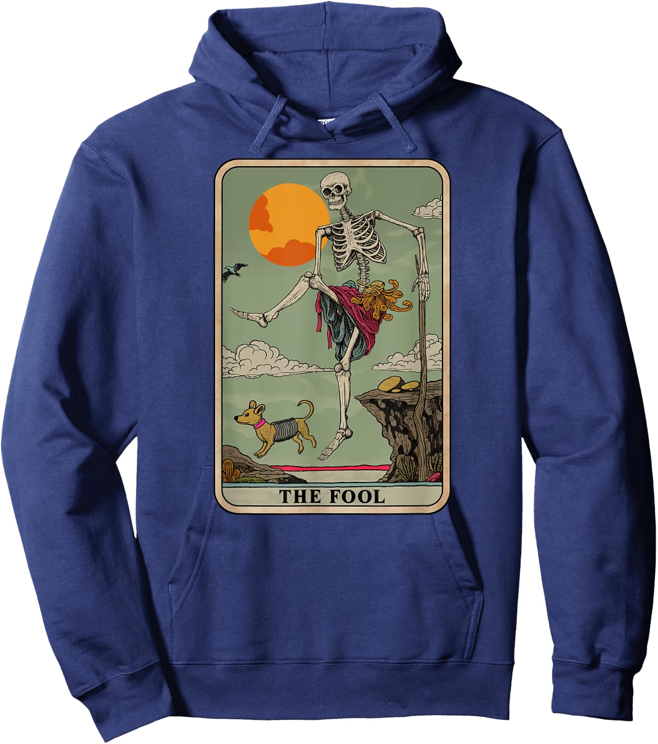 Skeleton Tarot Card The Fool Riding Unicorn Design Hoodie - Hoodie | Navy