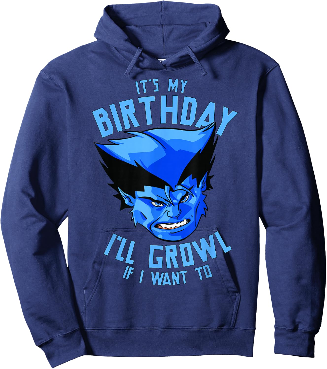 Marvel X-Men Beast It's My Birthday I'll Growl If I Want To Hoodie - Hoodie | Navy