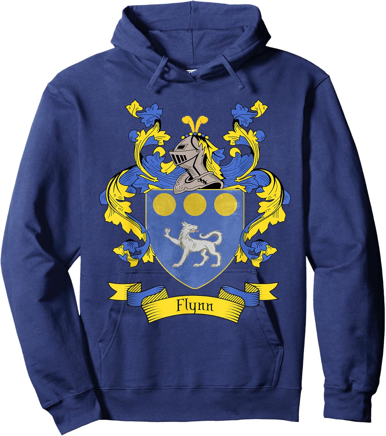 Flynn Coat of Arms | Flynn Surname Family Crest Hoodie - Hoodie | Navy