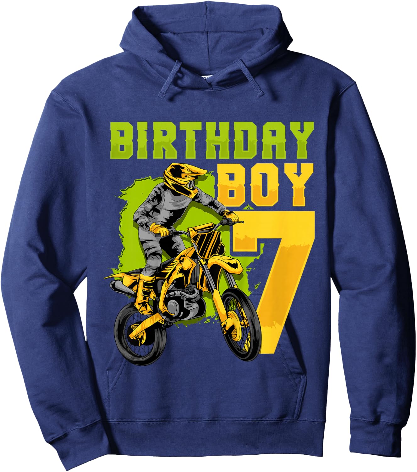 7th Birthday Gift Party Motocross Dirt Bike Racer 7 Years Hoodie - Hoodie | Navy