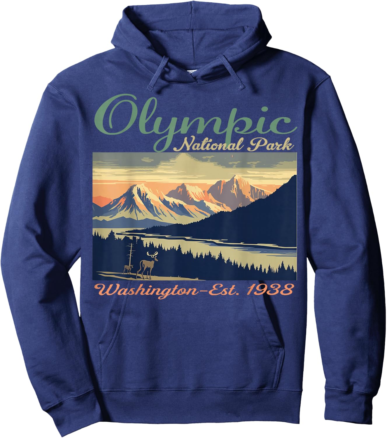 Olympic National Park Washington Hiking Camping Hoodie - Hoodie | Navy