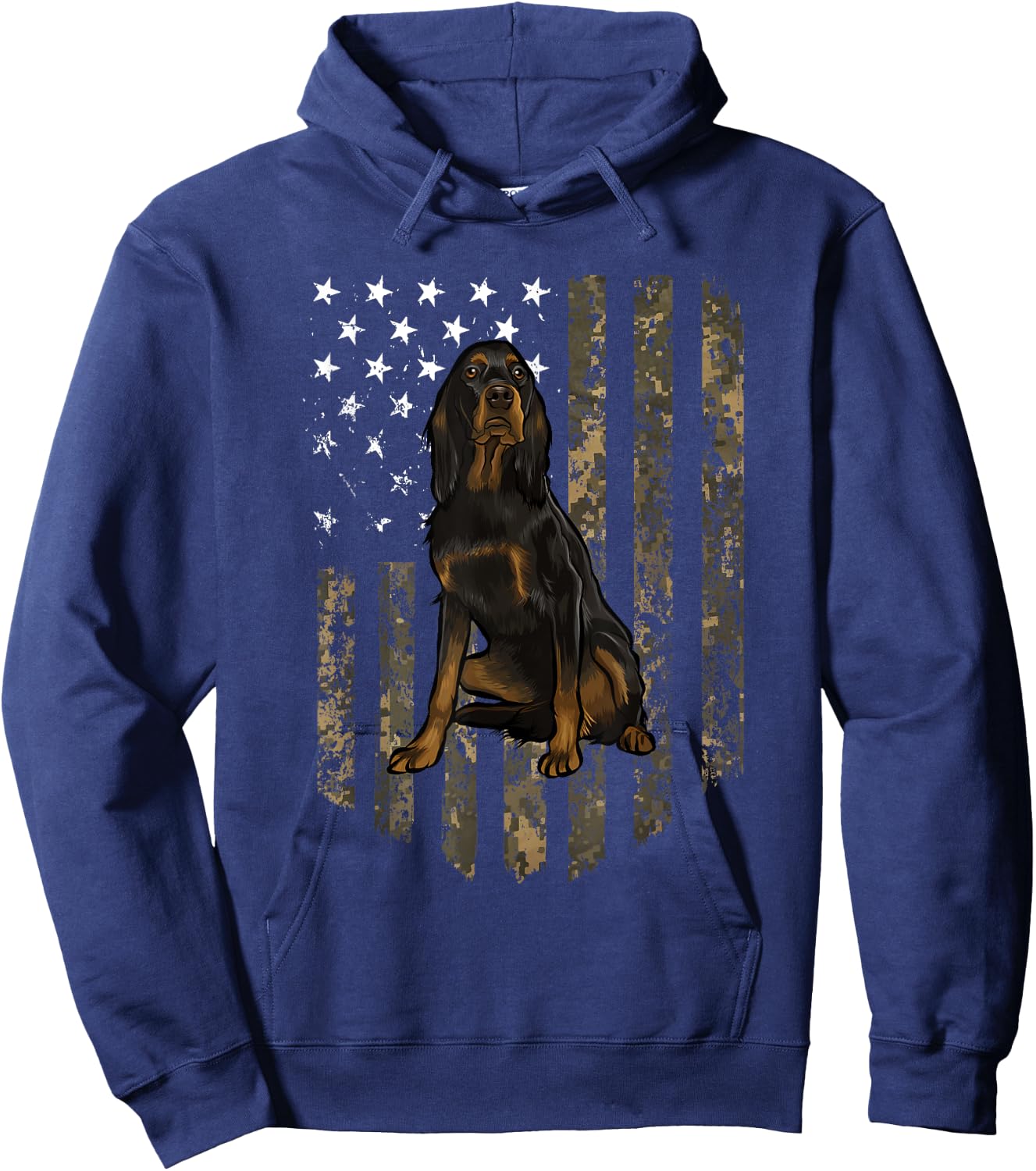 Camo American Flag Gordon Setter 4th Of July USA Hoodie - Hoodie | Navy